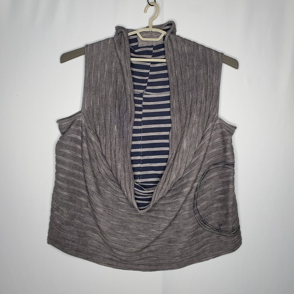 Luukaa Top Women OSFM‎ Cowl Neck Vest Lagenlook Boho Artsy Beachy Coastal